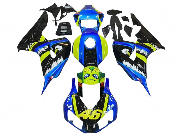 2006-2007 Honda CBR1000RR Motorcycle Fairings - Blue Fluorescent Green Glossy Black Shark 46 UK