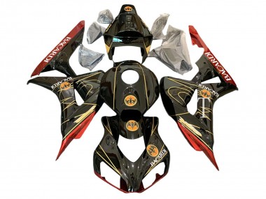 Best 2006-2007 Honda CBR1000RR Motorcycle Fairings - Glossy Black Red Gold BACARDI UK