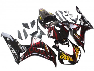 Best 2006-2007 Honda CBR1000RR Motorcycle Fairings - Glossy Black Yellow Red Flame UK