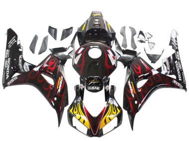 Best 2006-2007 Honda CBR1000RR Motorcycle Fairings - Glossy Black Yellow Red Flame UK