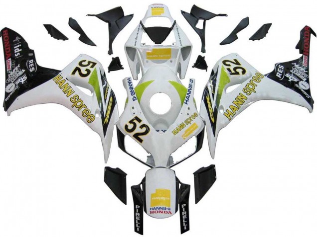 2006-2007 Honda CBR1000RR Motorcycle Fairings - White Green Glossy Black Hannspree 52 UK