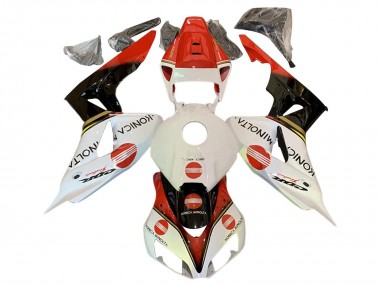 Best 2006-2007 Honda CBR1000RR Motorcycle Fairings - White Red Glossy Black Konica Minolta UK