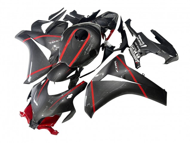 2008-2011 Honda CBR1000RR Motorcycle Fairings - Black Carbon Fiber Red UK
