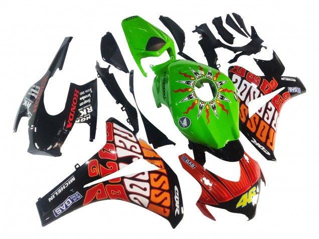 2008-2011 Honda CBR1000RR Motorcycle Fairings - Green Orange Glossy Black Rossi Michelin 46 UK