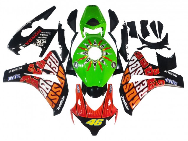 2008-2011 Honda CBR1000RR Motorcycle Fairings - Green Orange Glossy Black Rossi Michelin 46 UK