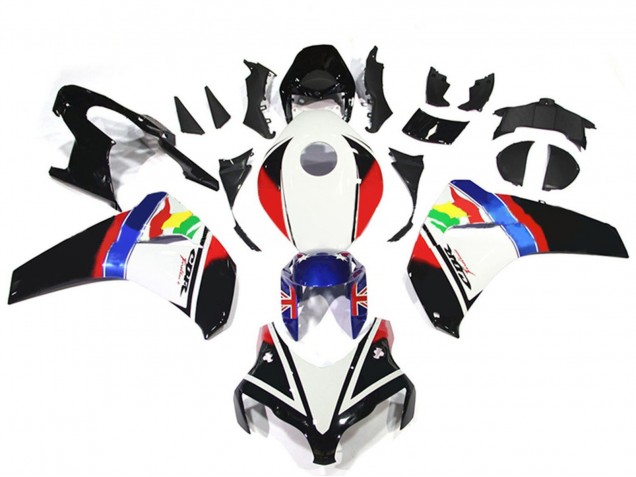 2008-2011 Honda CBR1000RR Motorcycle Fairings - White Red Blue Glossy Black Star UK