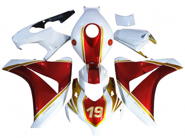 2008-2011 Honda CBR1000RR Motorcycle Fairings - White Red Gold 19 UK
