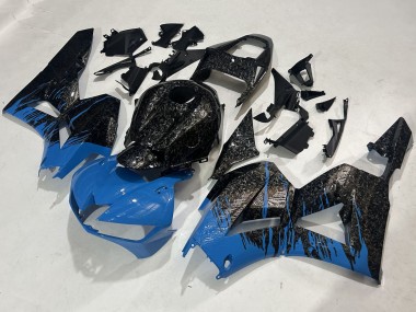Best 2009-2012 Honda CBR600RR Motorcycle Fairings - Black Forged Carbon Fiber Blue UK