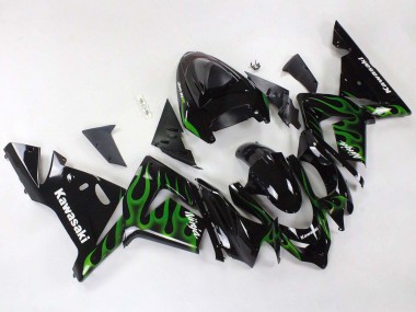 Best 2004-2005 Kawasaki ZX10R Motorcycle Fairings - Black with Green Flame Ninja UK