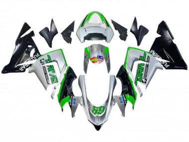 Best 2004-2005 Kawasaki ZX10R Motorcycle Fairings - Green Silver Black 69 UK