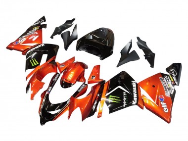 Best 2004-2005 Kawasaki ZX10R Motorcycle Fairings - Burnt Orange Black Monster Elf UK