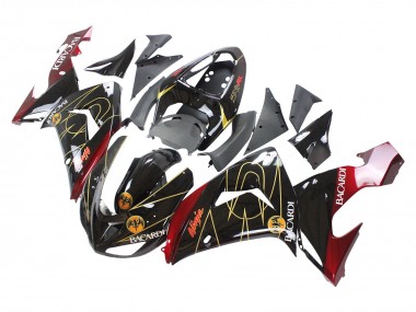 Best 2006-2007 Kawasaki ZX10R Motorcycle Fairings - Black Red Gold BACARDI UK