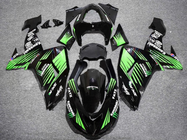 2006-2007 Kawasaki ZX10R Motorcycle Fairings - Glossy Black Green UK