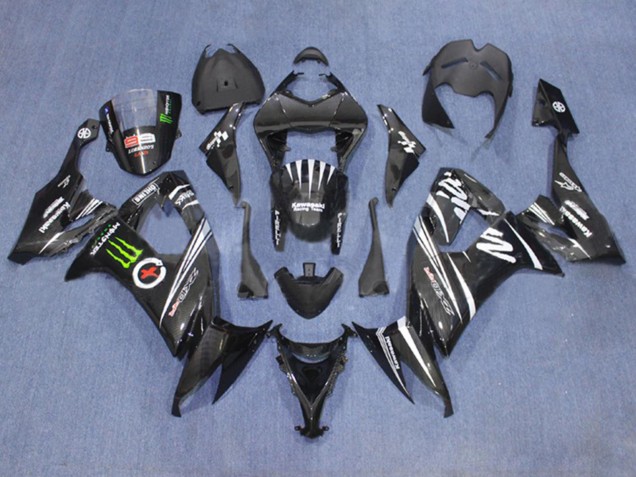 2006-2007 Kawasaki ZX10R Motorcycle Fairings - Matte Black White Green Monster UK
