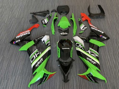 Best 2008-2010 Kawasaki ZX10R Motorcycle Fairings - Green White Red Black Elf Monster Energy UK