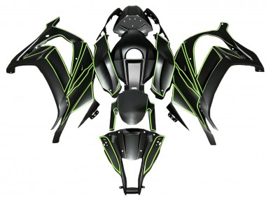 Best 2008-2010 Kawasaki ZX10R Motorcycle Fairings - Matte Black Green Lines UK