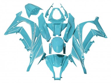 Best 2008-2010 Kawasaki ZX10R Motorcycle Fairings - Light Blue White Lines UK