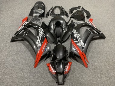 Best 2008-2010 Kawasaki ZX10R Motorcycle Fairings - Black Carbon Fiber Red UK