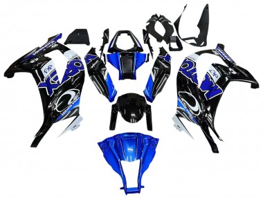 Best 2011-2015 Kawasaki ZX10R Motorcycle Fairings - Blue White Glossy Black UK