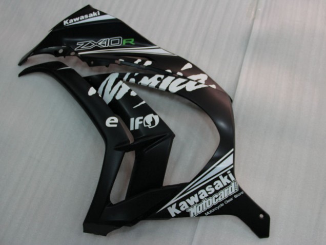 2011-2015 Kawasaki ZX10R Motorcycle Fairings - Glossy Black White Elf Snow Decal UK