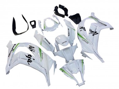 Best 2011-2015 Kawasaki ZX10R Motorcycle Fairings - White Green Stripe Black Ninja UK