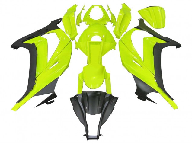2011-2015 Kawasaki ZX10R Motorcycle Fairings - Fluorescent Green Matte Black UK