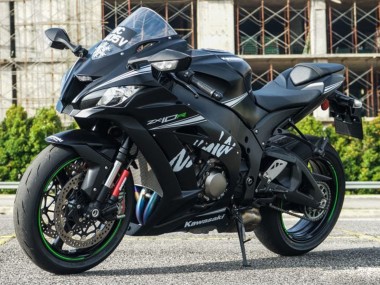 Best 2011-2015 Kawasaki ZX10R Motorcycle Fairings - Matte Black White Green Snow Decal UK