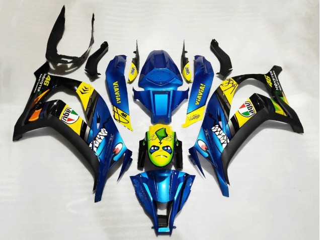 2011-2015 Kawasaki ZX10R Motorcycle Fairings - Blue Yellow Black Shark UK