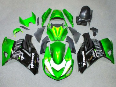 Best 2006-2011 Kawasaki ZX14R ZZR1400 Motorcycle Fairings - Green White Glossy Black UK