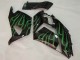 2006-2011 Kawasaki ZX14R ZZR1400 Motorcycle Fairing - Glossy Black Green Flame UK