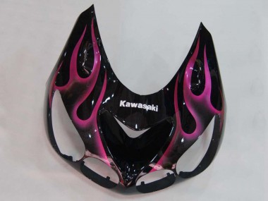 Best 2006-2011 Kawasaki ZX14R ZZR1400 Motorcycle Fairings - Glossy Black Red Pink Flame UK