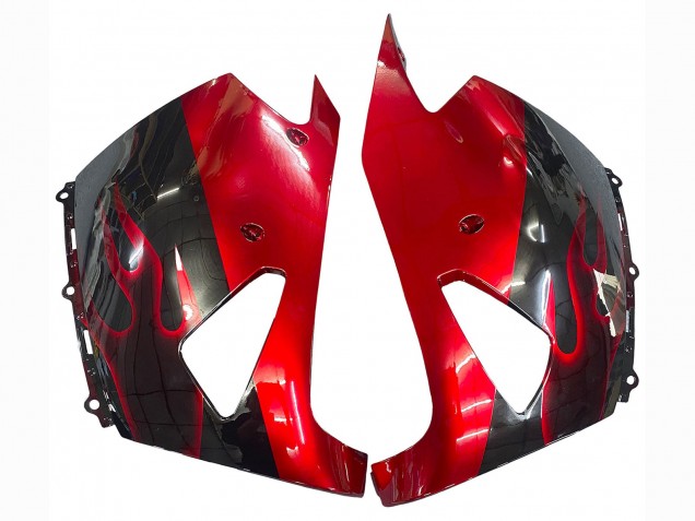 2006-2011 Kawasaki ZX14R ZZR1400 Motorcycle Fairing Kits - Glossy Black Red Flame UK