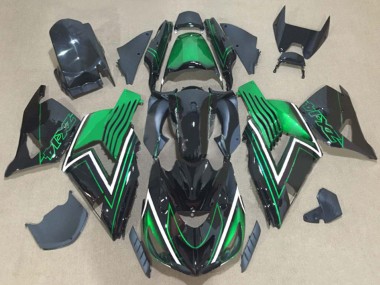 Best 2006-2011 Kawasaki ZX14R ZZR1400 Motorcycle Fairing Kits - Green Glossy Black UK