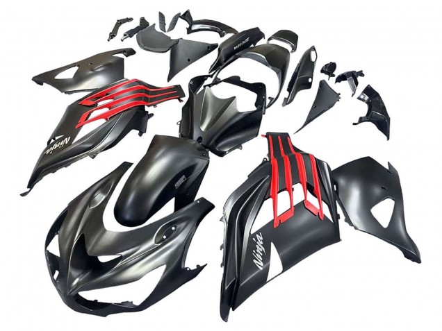 2012-2024 Kawasaki ZX14R ZZR1400 Motorcycle Fairings - Matte Black Red White Ninja UK