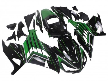 Best 2012-2024 Kawasaki ZX14R ZZR1400 Motorcycle Fairings - Green Glossy Black Stripe UK