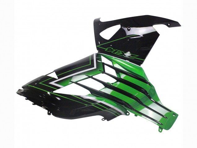 2012-2024 Kawasaki ZX14R ZZR1400 Motorcycle Fairings - Green Glossy Black Stripe UK