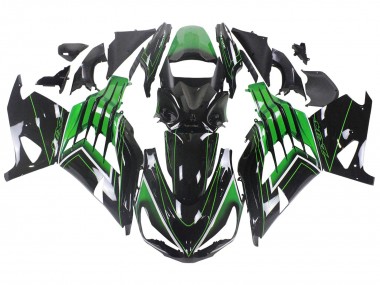 Best 2012-2024 Kawasaki ZX14R ZZR1400 Motorcycle Fairings - Green Glossy Black Stripe UK