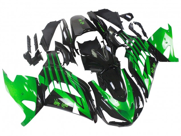 2012-2024 Kawasaki ZX14R ZZR1400 Motorcycle Fairing Kits - Green Glossy Black UK