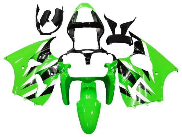2000-2002 Kawasaki ZX6R Motorcycle Fairings - Green White Black UK