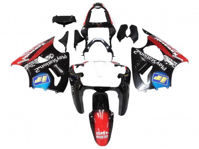 2000-2002 Kawasaki ZX6R Motorcycle Fairings - Glossy Black Red Blue Red PlayStation 2 UK