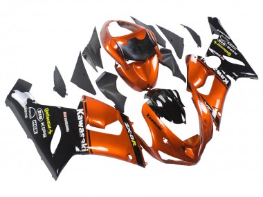 Best 2005-2006 Kawasaki ZX6R Motorcycle Fairing - Orange Black UK