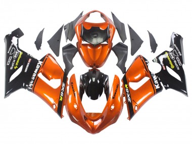 Best 2005-2006 Kawasaki ZX6R Motorcycle Fairing - Orange Black UK