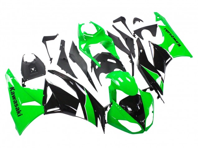 2009-2012 Kawasaki ZX6R Motorcycle Fairings - Green Glossy Black UK