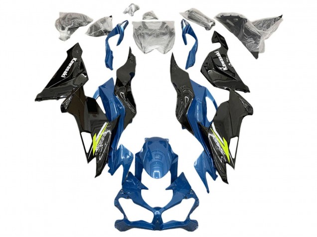 2019-2022 Kawasaki ZX6R Motorcycle Fairings - Blue Yellow White Glossy Black UK