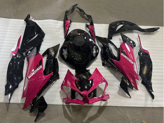 2019-2022 Kawasaki ZX6R Motorcycle Fairings - Glossy Black Pink Ninja UK