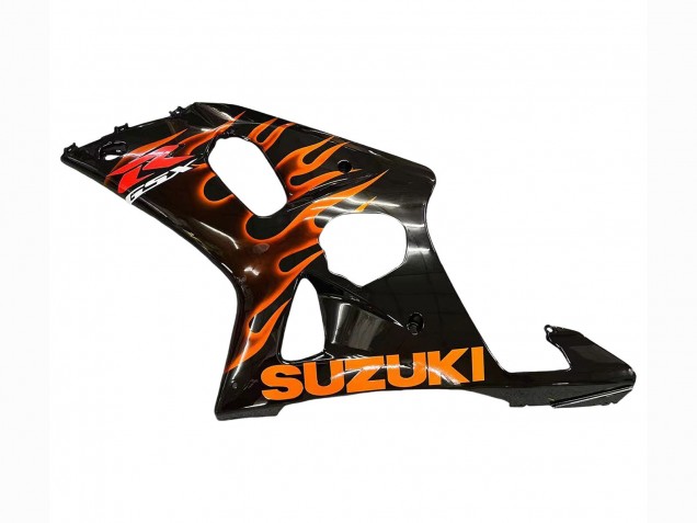 2000-2002 Suzuki GSXR1000 Motorcycle Fairings - Glossy Black Orange Flame UK