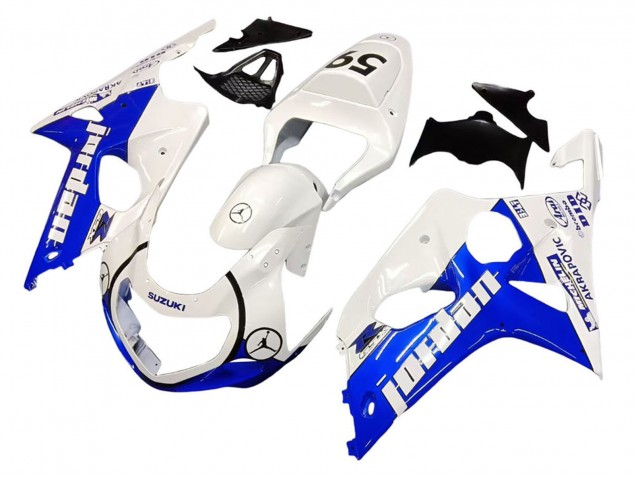 2000-2002 Suzuki GSXR1000 Motorcycle Fairings - White Blue Jordan 59 UK