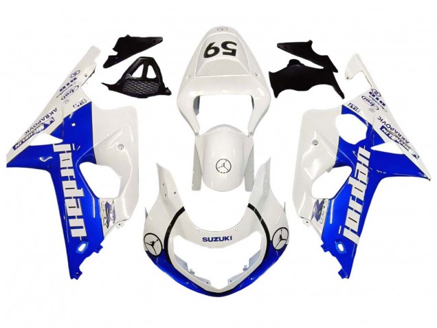 2000-2002 Suzuki GSXR1000 Motorcycle Fairings - White Blue Jordan 59 UK