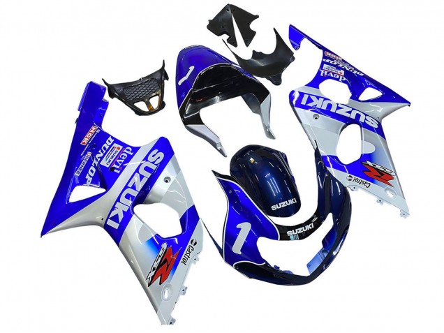 2000-2002 Suzuki GSXR1000 Motorcycle Fairings - Blue White Silver Castrol Dunlop UK