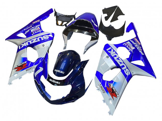 2000-2002 Suzuki GSXR1000 Motorcycle Fairings - Blue White Silver Castrol Dunlop UK